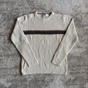 Vintage Y2K Old Navy Chunky Ribbed Knit Preppy Earthtone Chest Stripe Sweater